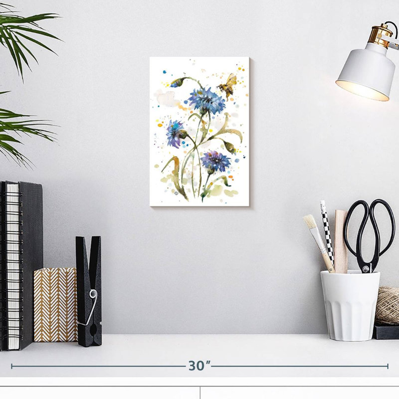 Harnek Cornflower And Bumblebee, 12" H x 8" W