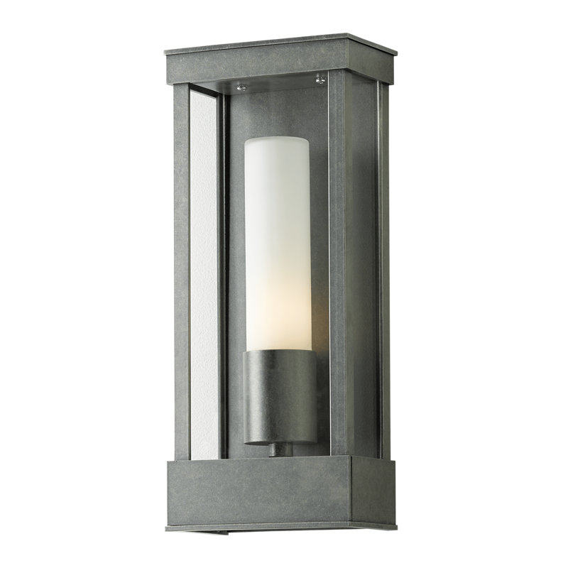 Portico Outdoor Wall Lantern, 23" H x 9.8" W x 7.1" D, Opal, Coastal White