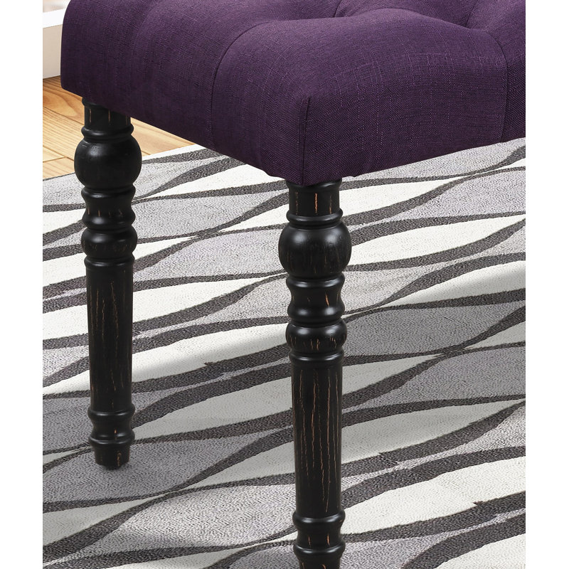 Tufted Turned Leg  Dining Bench, Purple, Purple