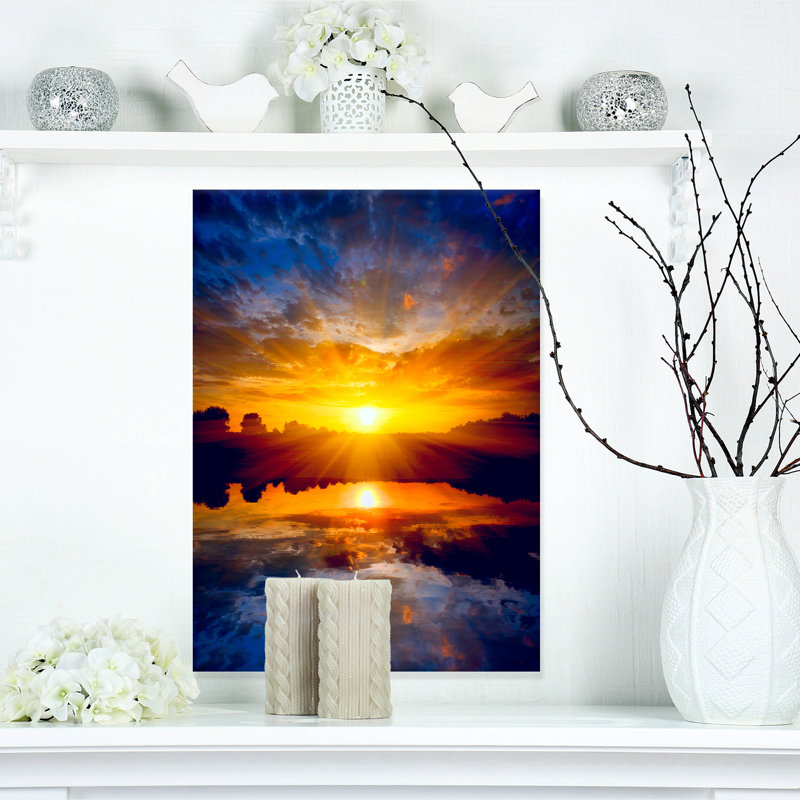 Reproduction de photo sur toile tendue, jaune vif sur lake, H 20 po x l 12 po x P 1po