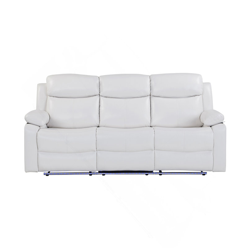 White Reclining Sofa featuring LED Lights