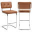 Tabouret de bar cantilever Marlow 25,6 po de style moderne du milieu du siècle, en similicuir, avec dossier et structure en acier-262293406-263863156