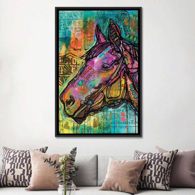 " Horsepower " by Dean Russo, 26" H x 18" W x 1.5" D, Black Framed Canvas, No Mat