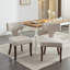 Ensemble de 2 chaises de salle à manger de style Mid-Century moderne, rembourrées en tissu de lin de ferme avec dossier incurvé et clous en cuivre-872927256