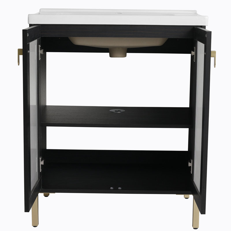 Meuble-lavabo simple 27,8 po avec plateau en céramique Basibul