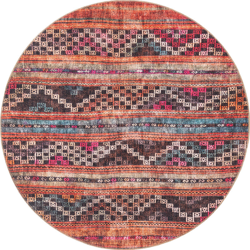 Mauri Chenille Oriental Indoor Rug, Round 5'