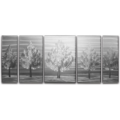 Five Little Trees Graphic Art Print MultiPiece Image on Metal