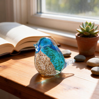 Hand-Blown Glass Bird Sculptures For Home Decoration, Modern Art Bird Ornaments, Suitable For Room/Living Room/Office Decor, Small Table Decorations, And Dining Table Centerpieces.