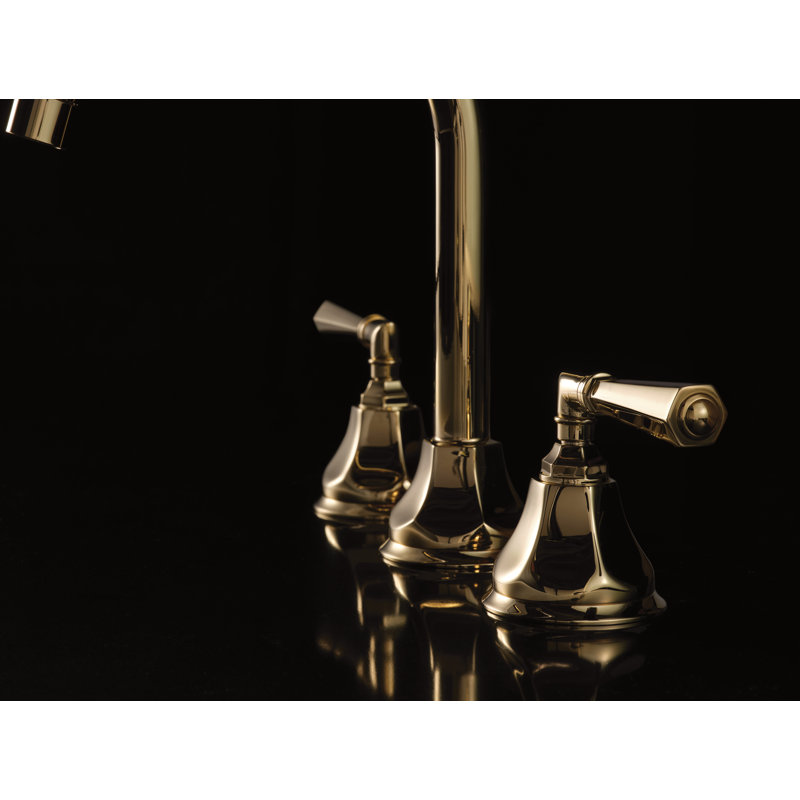 Palladian Widespread Lavatory Faucet with C-Spout, Italian Brass