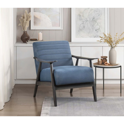 Fauteuil d'appoint décontracté de style décontracté avec revêtement en velours de couleur perle et structure en bois massif foncé pour l'élégance du salon