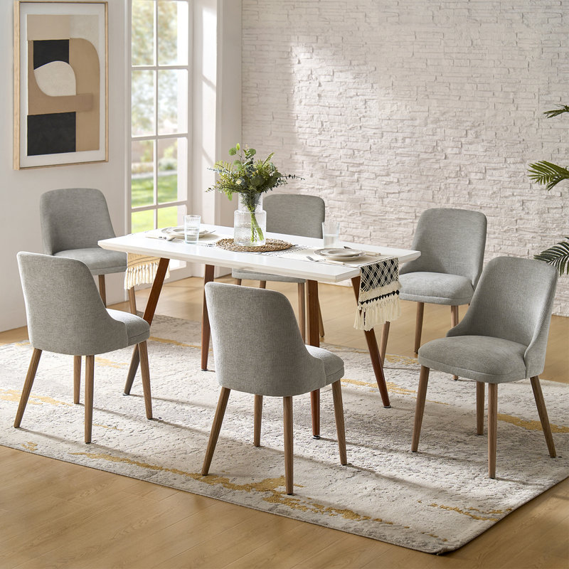 Ensemble de chaises de salle à manger rembourrées l 19,25 po Kanalu, 6, Gris