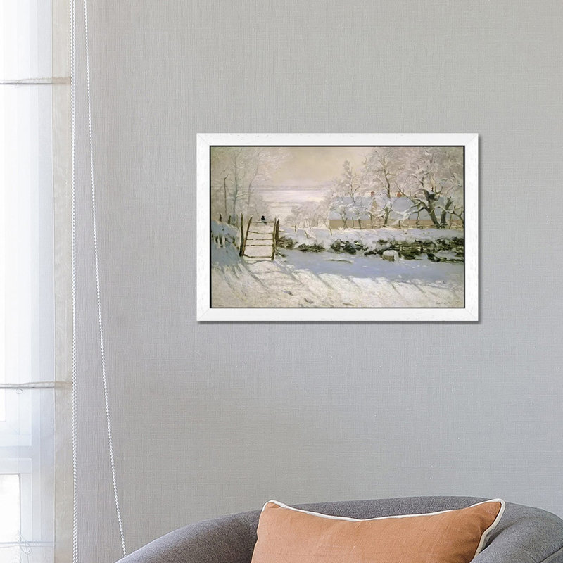 The Magpie, 1869 by Claude Monet - Wrapped Canvas Painting, 20.32 cm H x 30.48 cm W, White Framed