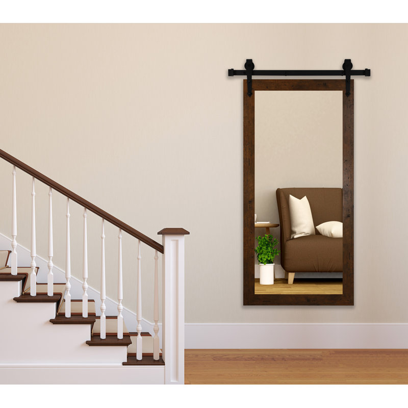 Neace Solid Wood Flat Wall Mirror, 60" H x 36" W, Light Rustic