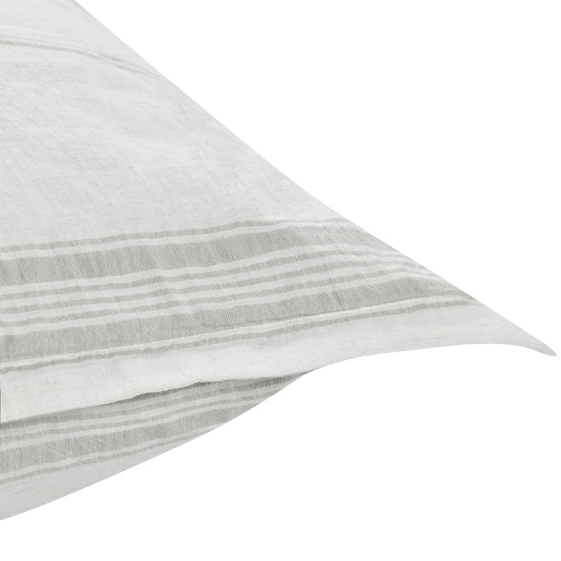 Fleta Stripe Cotton Blend Sham, Queen, White/Gray Stripe