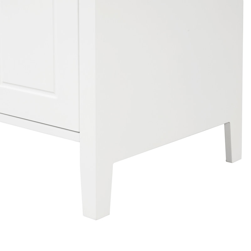 White 24" Freestanding Bathroom Vanity with Glass Door and Storage