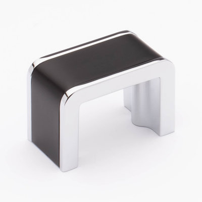 Fusion 1 3/8" CTC Matte Black/Polished Chrome Decorative Cabinet Hardware Bar Pull