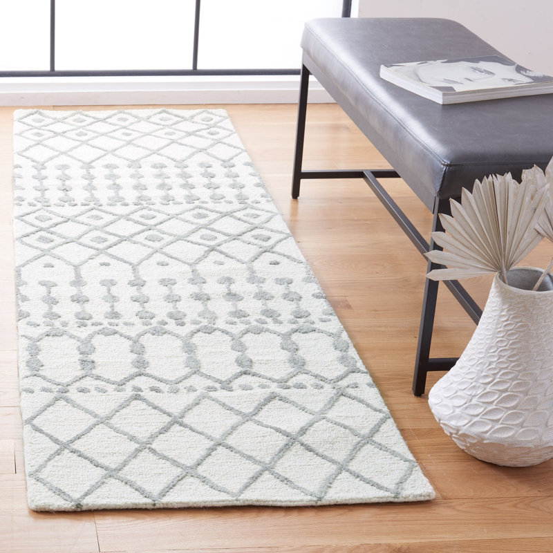 Tapis en laine touffeté à la main Dobbins, Tapis de couloir 2 pi 3 po x 7 pi