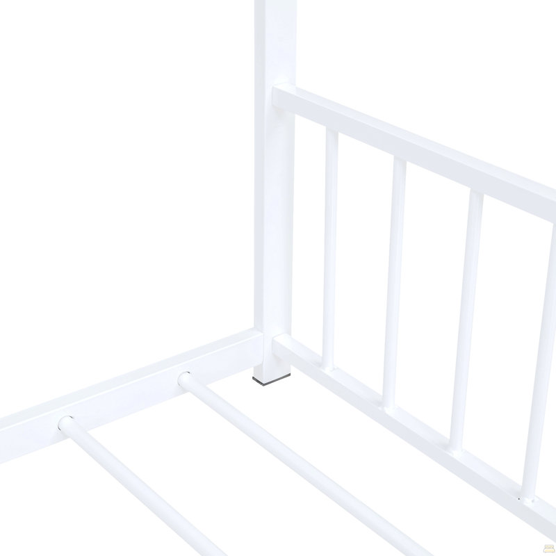 Lit double en métal, Blanc, Lit double