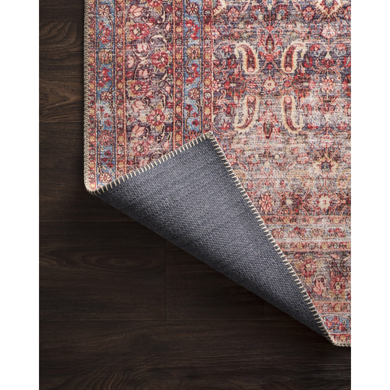 Tapis oriental aubergine / cramoisi Rakesh, Rectangle 2 pi 3 po x 3 pi 9 po
