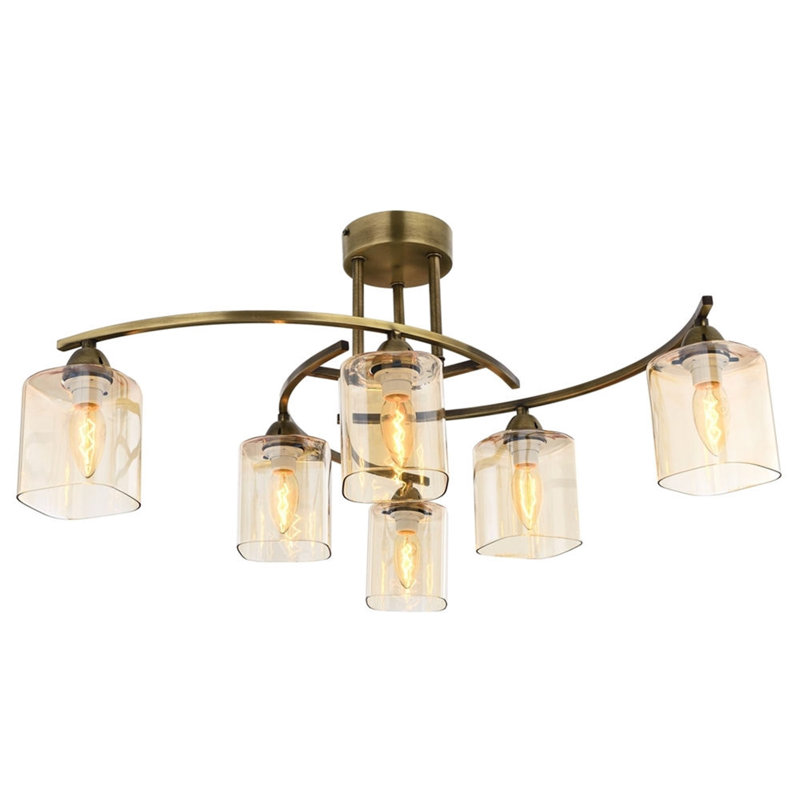 Superbe lustre en cuivre avec structure en métal, 20,5 po x 20,1 po | 6 x douilles E14 (4 W maximum) | Design moderne et glamour moderne, parfait pour la salle à manger, le salon et les entrées, homologué IP20 pour une utilisation à l'intérieur