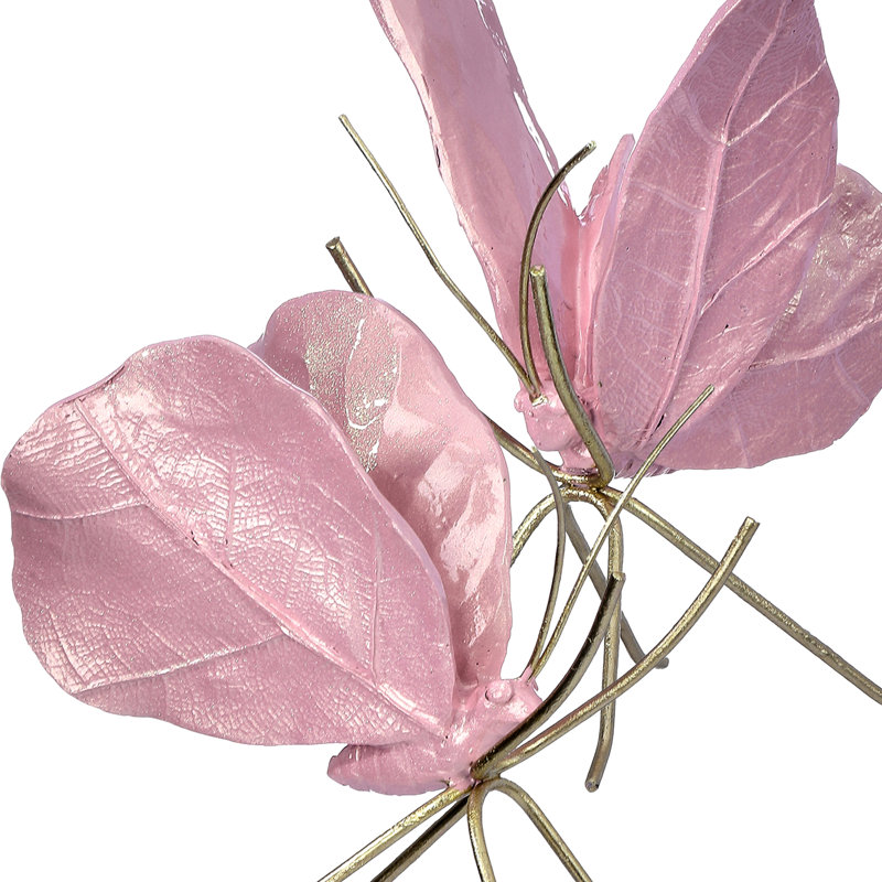 Papillon perlé 5 po en résine et métal, Rose