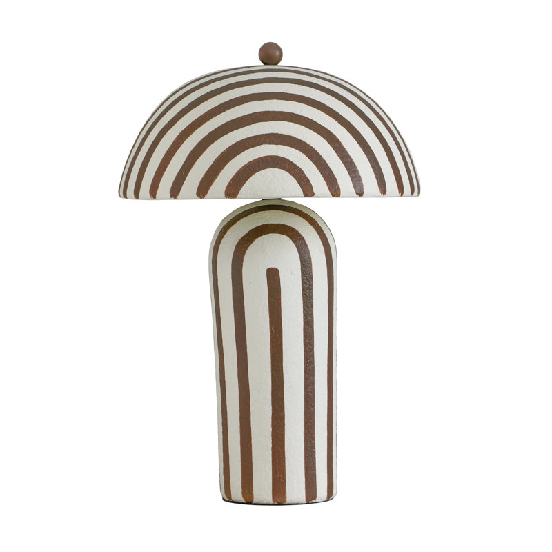 Lampe de table en papier mâché rayé brun chocolat Maiori, Chocolat / Brun, Chocolat / Brun