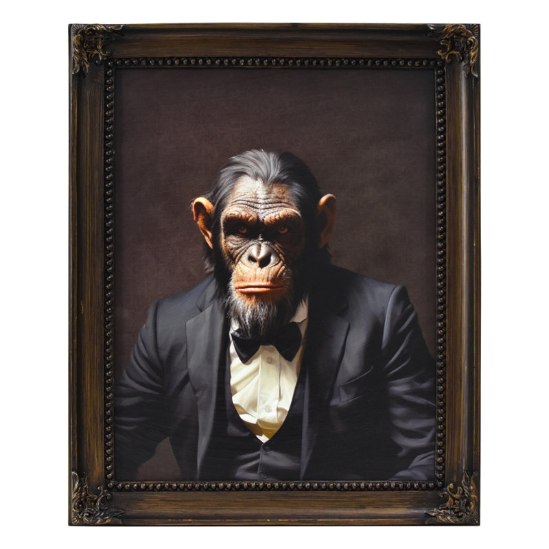  Dapper Chimp Wall Art - Framed Vintage Animal Suit Print