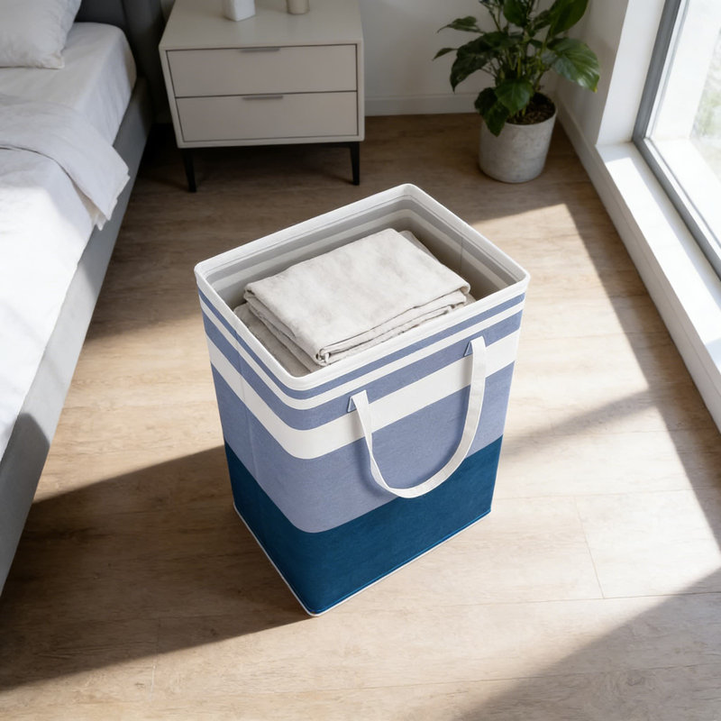 Panier à linge pliable en tissu de grande capacité avec longues poignées, bac de rangement polyvalent pour la maison, le bureau, le dortoir, 100L