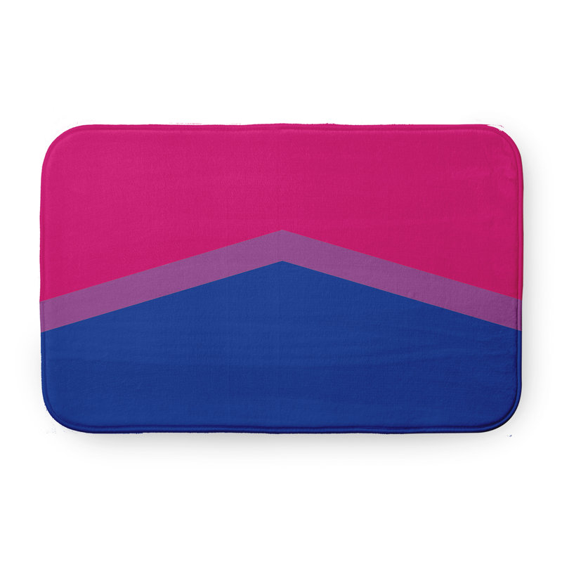 Aikaterini Memory Foam Non-Slip Bath Mat, Hot Pink/Navy