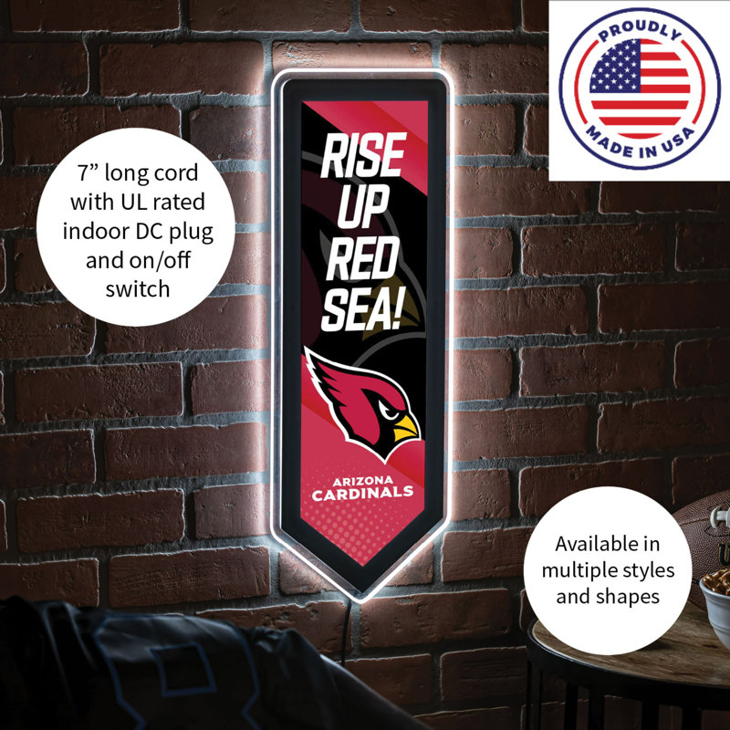 NFL LED Pennant Shaped Lighted Wall Sign, Arizona Cardinals