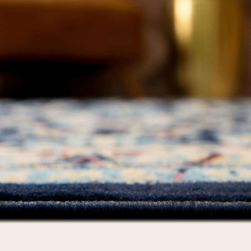 Tapis bourgogne Bhatari, Navy Blue, Rond 3 pi 3 po