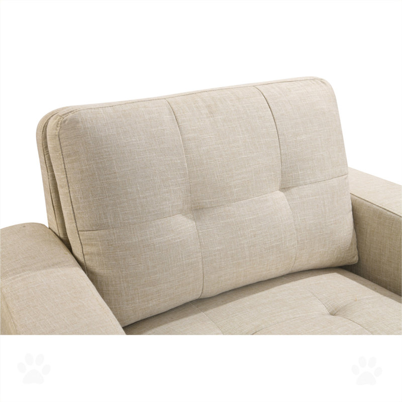 Contemporary Accent Armchair Living Room Furniture, Beige Linen Blend, Brown