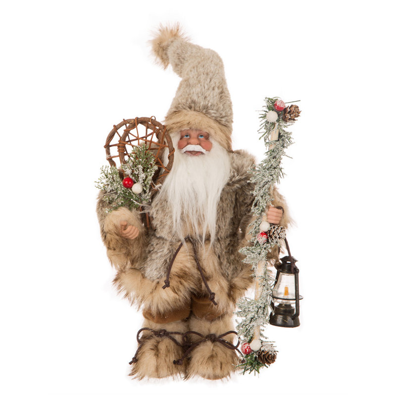 Debout père noël Faux Fur Figurine, H 12,2 po x l 8,27 po x P 3,94 po
