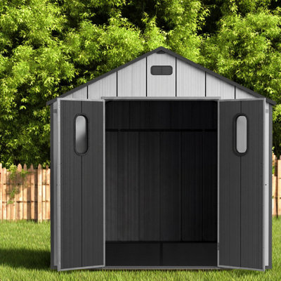 Spacious 8x10ft Resin Sheds with Storage, Steel Frame, Modern Backyard Use