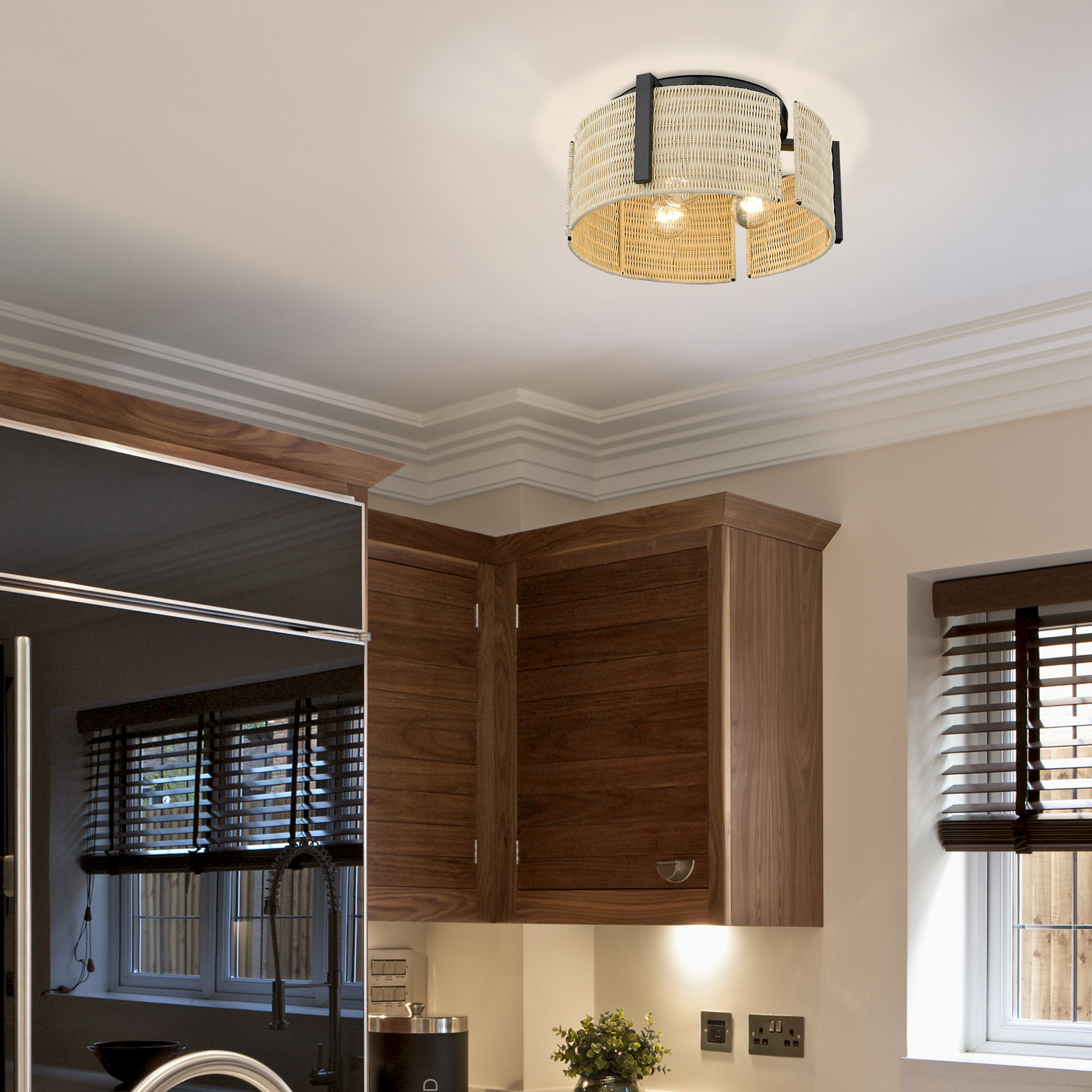 Beachcrest Home Alviva Rattan Flush Mount & Reviews - Wayfair Canada