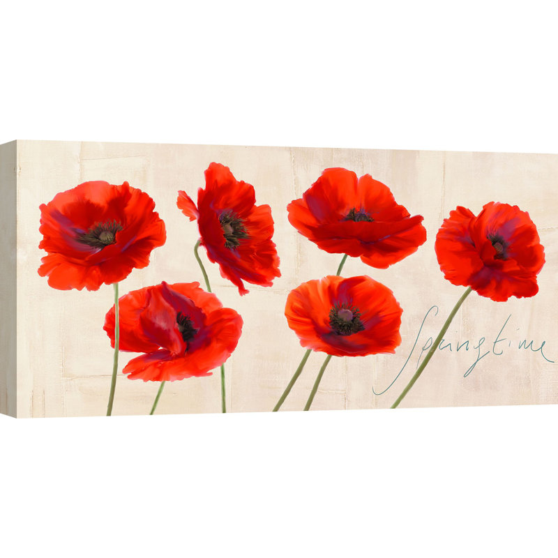 Springtime Poppies by Teo Rizzardi - Wrapped Canvas Painting, 50cm H x 100cm W x 4cm D