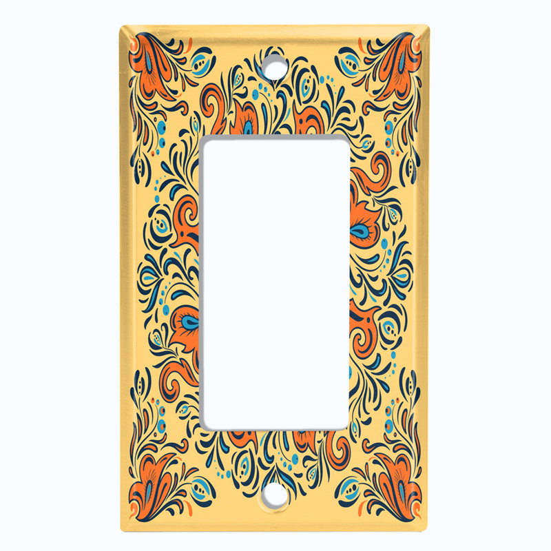 Élégante plaque murale berçante à 1 carreau orange et bleu