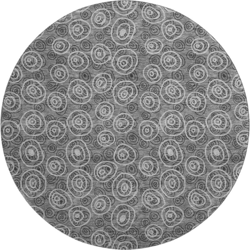 Premium Machine Washable Prisco Gray Rug, Round 8'