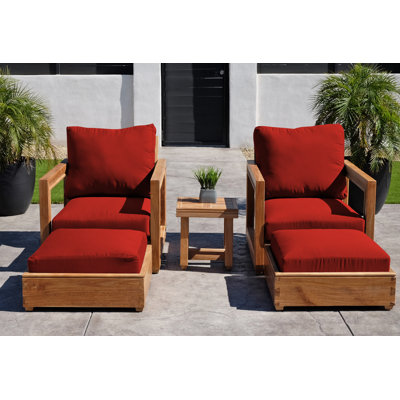 Ensemble de conversation en teck avec coussins Sunbrella 5 pièces Crelake