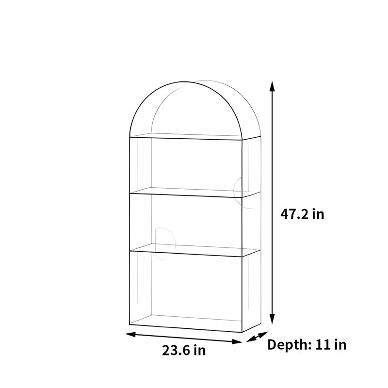 Bibliothèque en ligne de haute qualité de style célébrité, (4 tablettes) H 47,2 po x l 23,6 po x P 11 po, Clair
