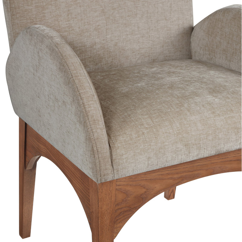 Waldorf 19.75'' H Upholstered Armchair, Beige, Walnut