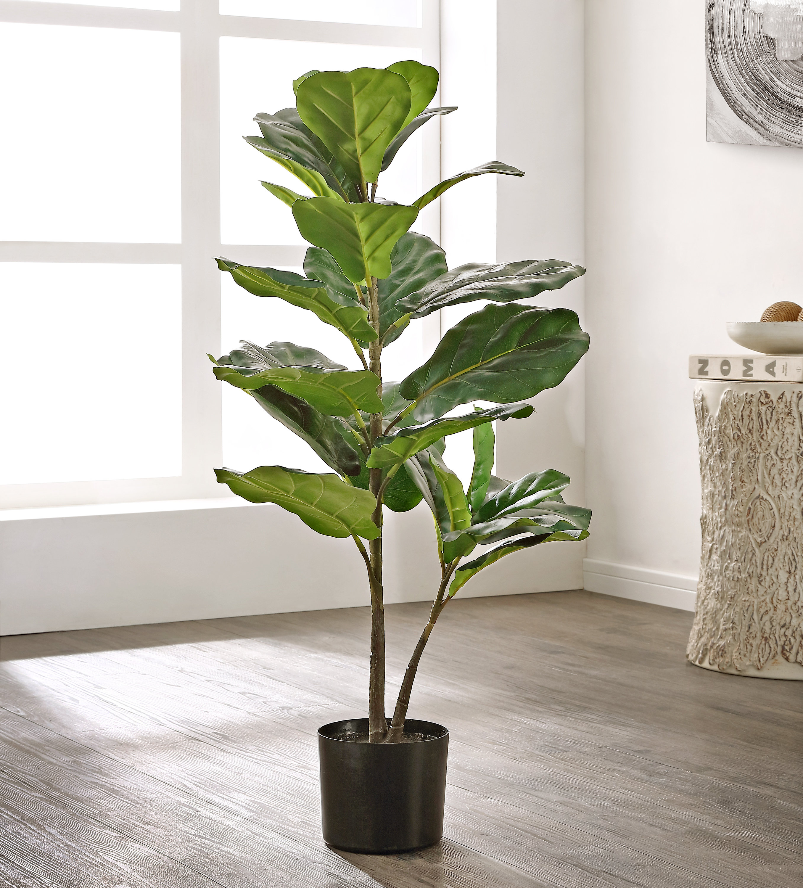 Primrue 35.83'' Faux Fiddle Leaf Fig Tree In Freestanding 