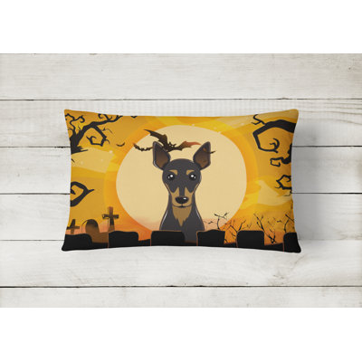 Caroline's Treasures Halloween Min Pin Fabric Indoor/outdoor Throw Pillow