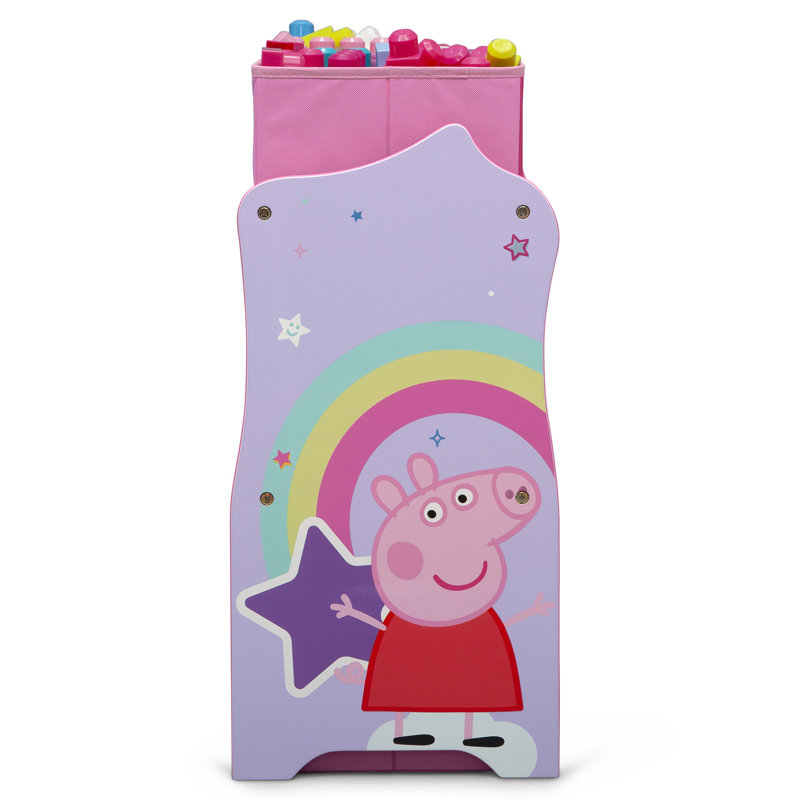 Peppa Pig Pink Wooden Stackable Toy Organizer with Fabric Bins