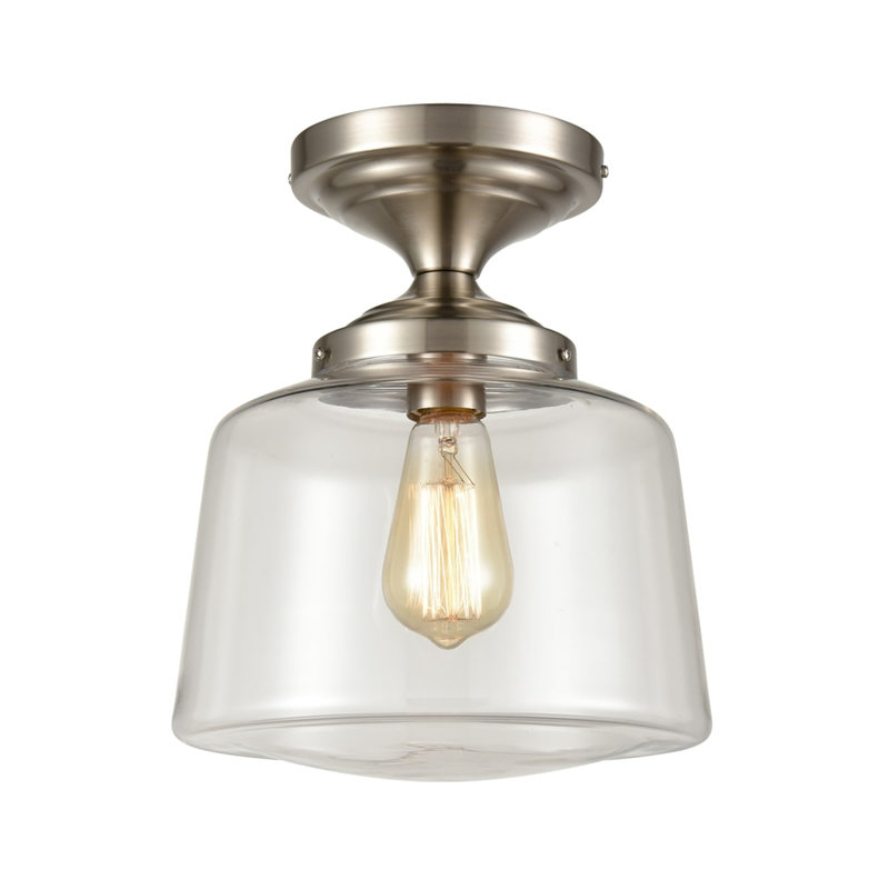 Plafonnier moderne semi-encastré, verre transparent Schoolhouse