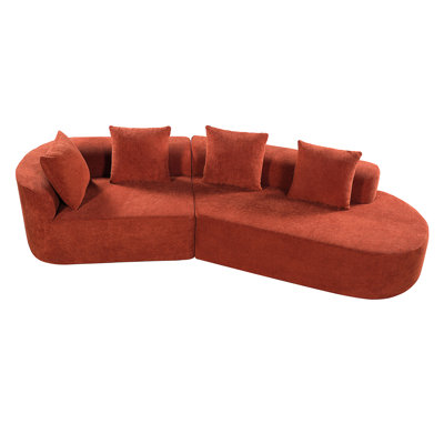 116" Modern Curved Sectional Sofa With High-Density Fully Compressed Sponge And Chaise Lounge