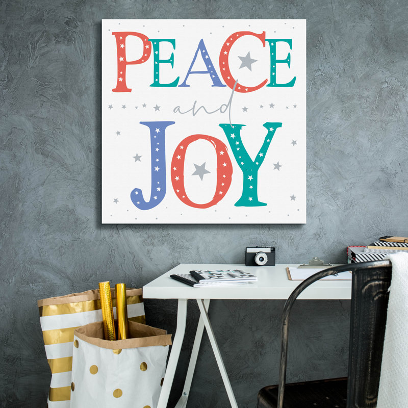  «Peace and Joy Text» par Elle Media Group SA, art mural sur toile, H 26 po x l 26 po