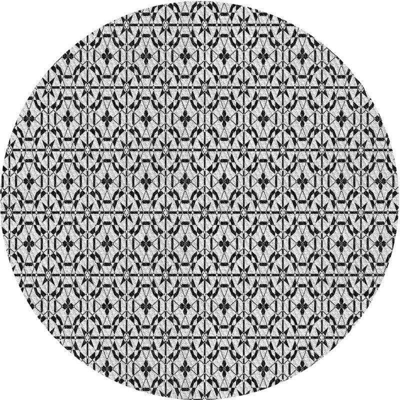 Tapis noir/blanc à motifs, Rond 5 pi