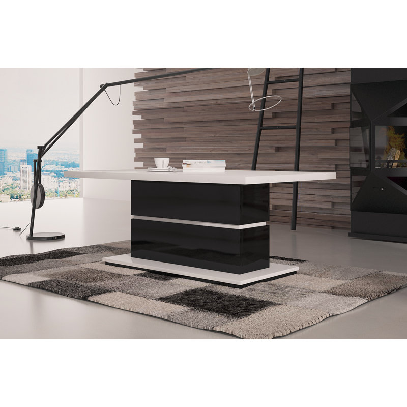 Despain Pedestal Coffee Table, High-gloss white/Black