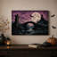 Pont de pierre et tour en ruine sous une lune violette - Toile murale d'Halloween-1475733233